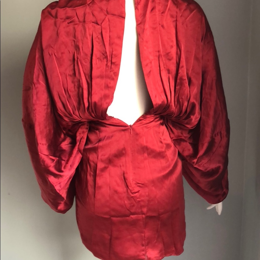 NWOT Free People burgundy Charmian silk dress - Picture 5 of 7
